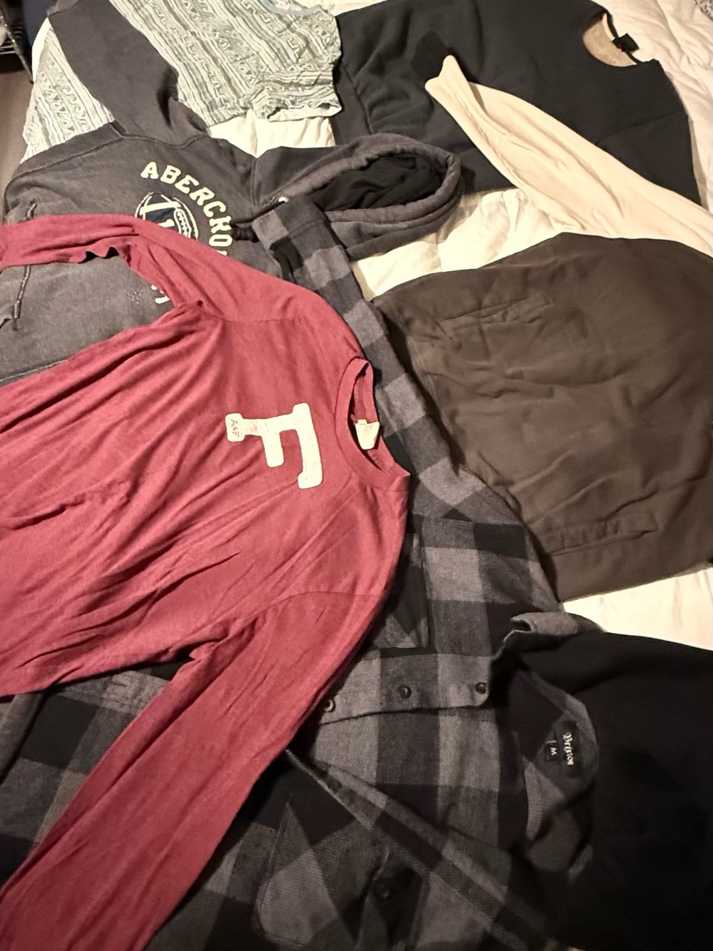 Men’s Medium Clothing Lot Abercrombie A&F PacSun Brixton Teddy Fresh 7 Pieces
